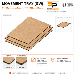 100×150mm Behemoth Tray (GW) – 1×1 – 1 base / 3mm MDF