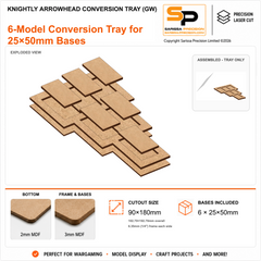 Knightly 6 Arrowhead Conversion Tray for 25×50mm Bases (GW) – 3mm MDF