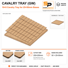 25×50mm Cavalry Tray (GW) – 10×5 – 50 bases / 2mm MDF