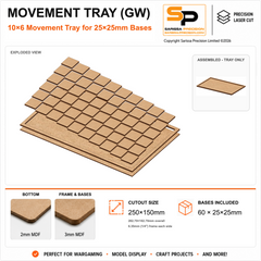 25×25mm Movement Tray (GW) – 10×6 – 60 bases / 3mm MDF