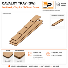 25×50mm Cavalry Tray (GW) – 1×4 – 4 bases / 3mm MDF