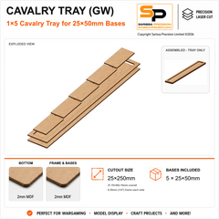 25×50mm Cavalry Tray (GW) – 1×5 – 5 bases / 2mm MDF