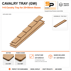 25×50mm Cavalry Tray (GW) – 1×5 – 5 bases / 3mm MDF