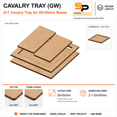 25×50mm Cavalry Tray (GW) – 2×1 – 2 bases / 2mm MDF