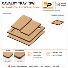 25×50mm Cavalry Tray (GW) – 2×1 – 2 bases / 3mm MDF