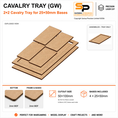 25×50mm Cavalry Tray (GW) – 2×2 – 4 bases / 2mm MDF