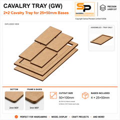 25×50mm Cavalry Tray (GW) – 2×2 – 4 bases / 3mm MDF