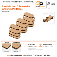 6 Model Line Interlocking Cavalry Tray (SAG) – 2mm MDF / 3mm MDF Top & Bases