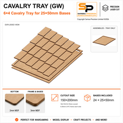 25×50mm Cavalry Tray (GW) – 6×4 – 24 bases / 3mm MDF