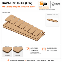 25×50mm Cavalry Tray (GW) – 7×1 – 7 bases / 2mm MDF