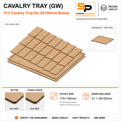 25×50mm Cavalry Tray (GW) – 7×3 – 21 bases / 2mm MDF