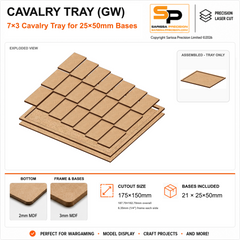 25×50mm Cavalry Tray (GW) – 7×3 – 21 bases / 3mm MDF