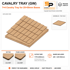 25×50mm Cavalry Tray (GW) – 7×4 – 28 bases / 2mm MDF
