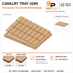 25×50mm Cavalry Tray (GW) – 8×3 – 24 bases / 2mm MDF