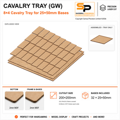 25×50mm Cavalry Tray (GW) – 8×4 – 32 bases / 2mm MDF