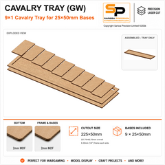 25×50mm Cavalry Tray (GW) – 9×1 – 9 bases / 2mm MDF