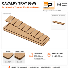 25×50mm Cavalry Tray (GW) – 9×1 – 9 bases / 3mm MDF