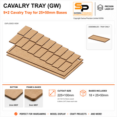 25×50mm Cavalry Tray (GW) – 9×2 – 18 bases / 3mm MDF