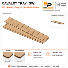 30×60mm Cavalry Tray (GW) – 10×1 – 10 bases / 2mm MDF