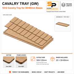 30×60mm Cavalry Tray (GW) – 10×2 – 20 bases / 3mm MDF