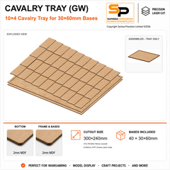 30×60mm Cavalry Tray (GW) – 10×4 – 40 bases / 2mm MDF