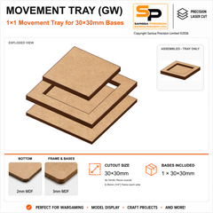30×30mm Movement Tray (GW) – 1×1 – 1 base / 3mm MDF