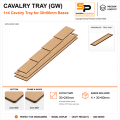 30×60mm Cavalry Tray (GW) – 1×4 – 4 bases / 2mm MDF