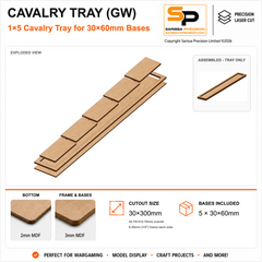 30×60mm Cavalry Tray (GW) – 1×5 – 5 bases / 3mm MDF