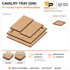 30×60mm Cavalry Tray (GW) – 2×1 – 2 bases / 3mm MDF