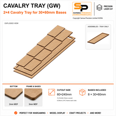30×60mm Cavalry Tray (GW) – 2×4 – 8 bases / 3mm MDF