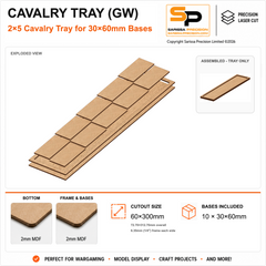 30×60mm Cavalry Tray (GW) – 2×5 – 10 bases / 2mm MDF