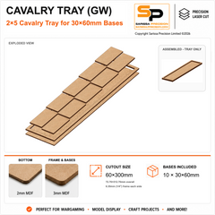 30×60mm Cavalry Tray (GW) – 2×5 – 10 bases / 3mm MDF