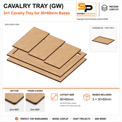 30×60mm Cavalry Tray (GW) – 3×1 – 3 bases / 2mm MDF
