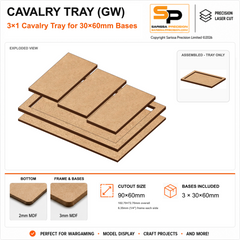 30×60mm Cavalry Tray (GW) – 3×1 – 3 bases / 3mm MDF