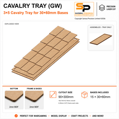 30×60mm Cavalry Tray (GW) – 3×5 – 15 bases / 2mm MDF