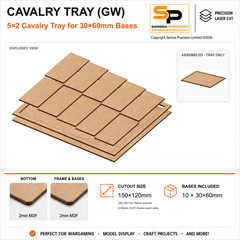 30×60mm Cavalry Tray (GW) – 5×2 – 10 bases / 2mm MDF