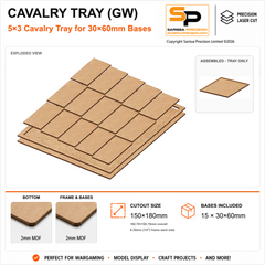 30×60mm Cavalry Tray (GW) – 5×3 – 15 bases / 2mm MDF