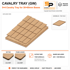 30×60mm Cavalry Tray (GW) – 5×4 – 20 bases / 2mm MDF