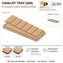 30×60mm Cavalry Tray (GW) – 6×1 – 6 bases / 2mm MDF