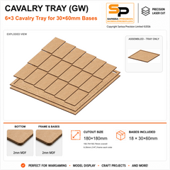 30×60mm Cavalry Tray (GW) – 6×3 – 18 bases / 2mm MDF
