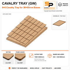 30×60mm Cavalry Tray (GW) – 6×5 – 30 bases / 3mm MDF