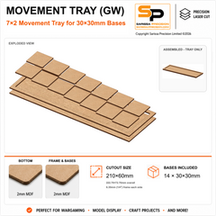 30×30mm Movement Tray (GW) – 7×2 – 14 bases / 2mm MDF