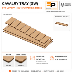 30×60mm Cavalry Tray (GW) – 8×1 – 8 bases / 3mm MDF