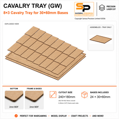 30×60mm Cavalry Tray (GW) – 8×3 – 24 bases / 2mm MDF