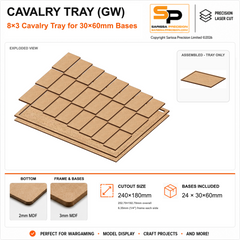 30×60mm Cavalry Tray (GW) – 8×3 – 24 bases / 3mm MDF