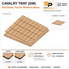 30×60mm Cavalry Tray (GW) – 8×4 – 32 bases / 2mm MDF