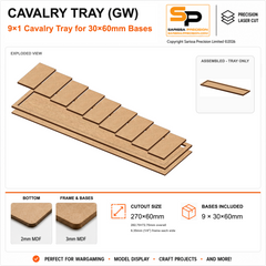 30×60mm Cavalry Tray (GW) – 9×1 – 9 bases / 3mm MDF