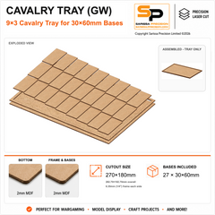 30×60mm Cavalry Tray (GW) – 9×3 – 27 bases / 2mm MDF