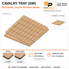 30×60mm Cavalry Tray (GW) – 9×5 – 45 bases / 2mm MDF