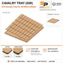 30×60mm Cavalry Tray (GW) – 9×5 – 45 bases / 3mm MDF